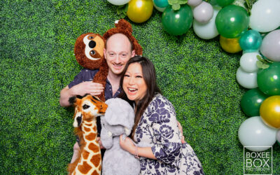 vi and rob baby shower boxwood backdrop